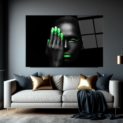 Neon Kadın Yatay Cam Tablo
