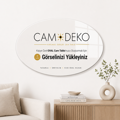 Kişiye Özel Oval Yatay Cam Tablo