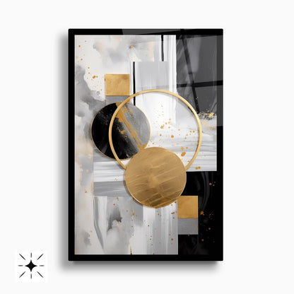 Siyah Gold Soyut İkili Cam Tablo