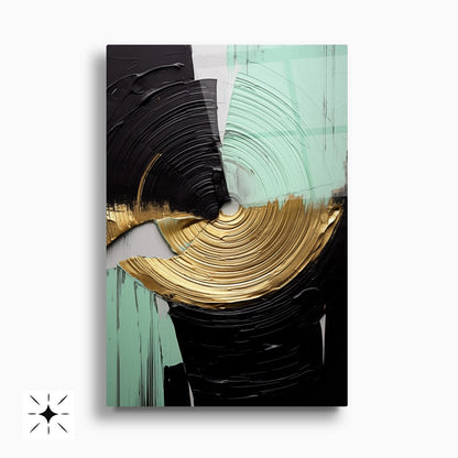 Gold Yeşil Soyut İkili Set Cam Tablo