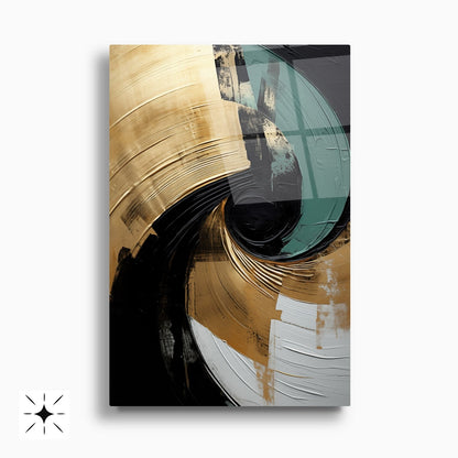 Gold Yeşil Soyut İkili Set Cam Tablo