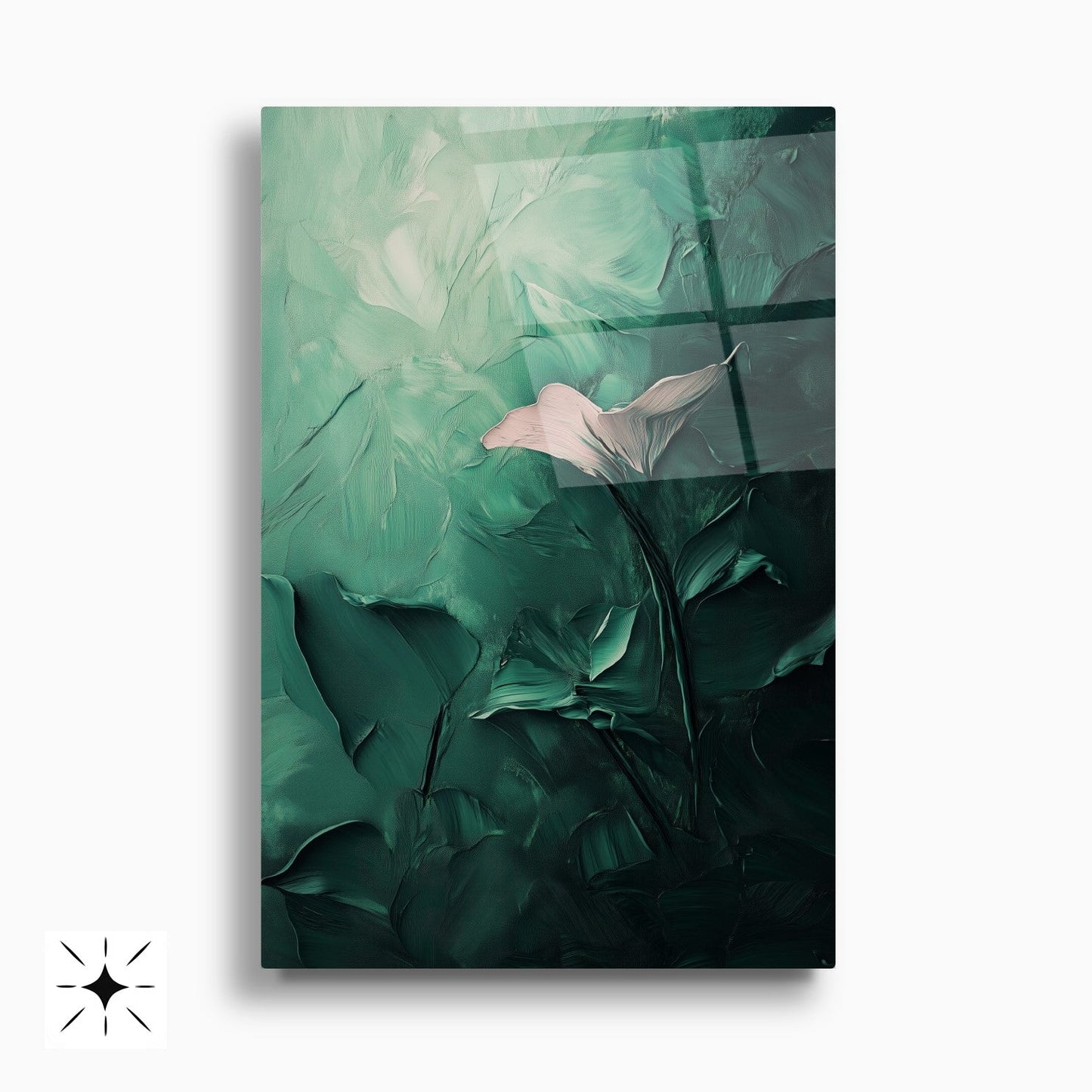 Soyut Yeşil İkili Set Cam Tablo