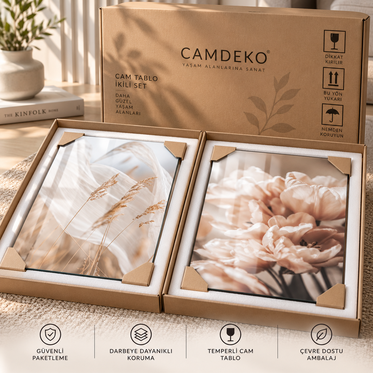 CAMDEKO ikili cam tablo güvenli paketleme ve köşe koruma