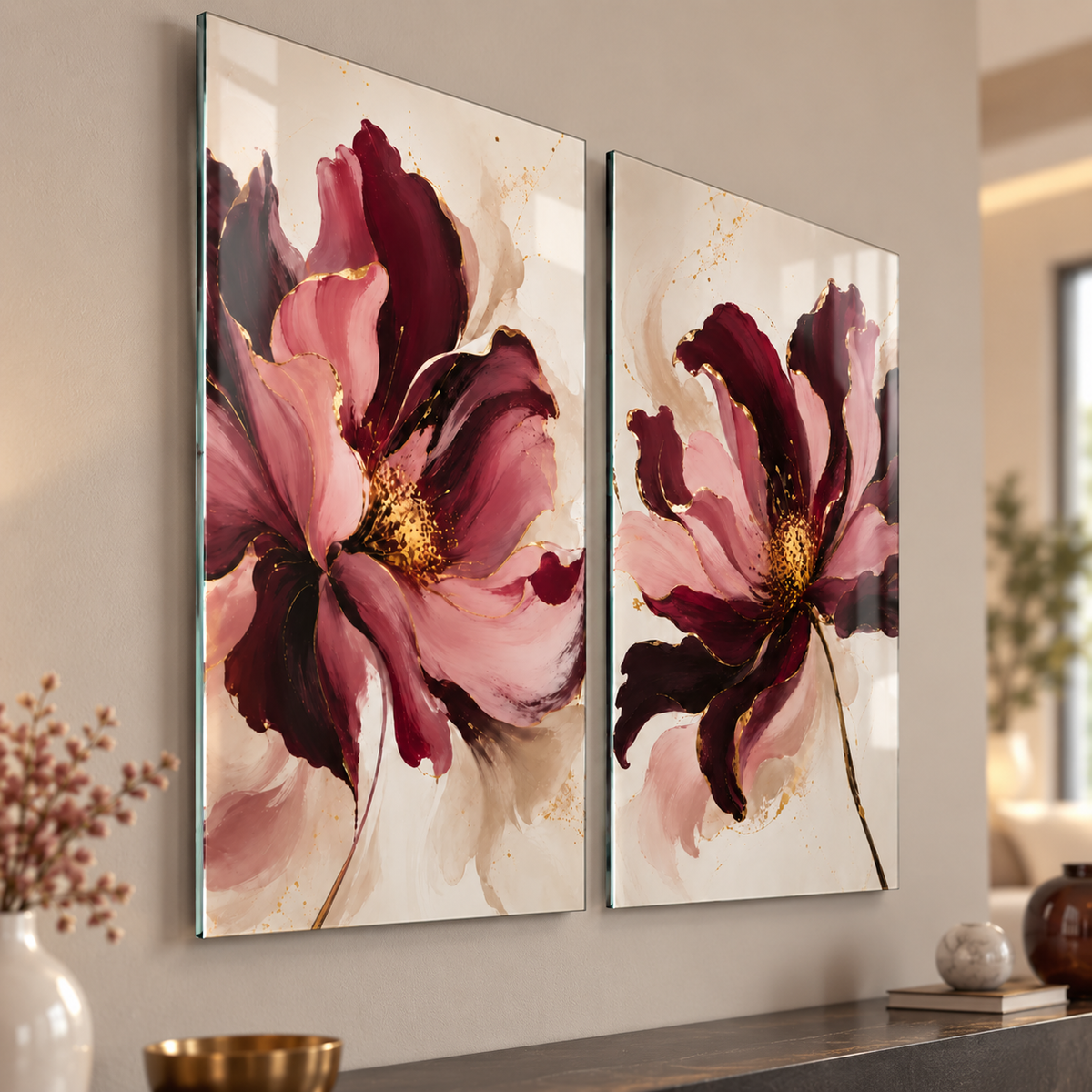 CAMDEKO ikili cam tablo yaklaşık 2 cm duvar mesafesi