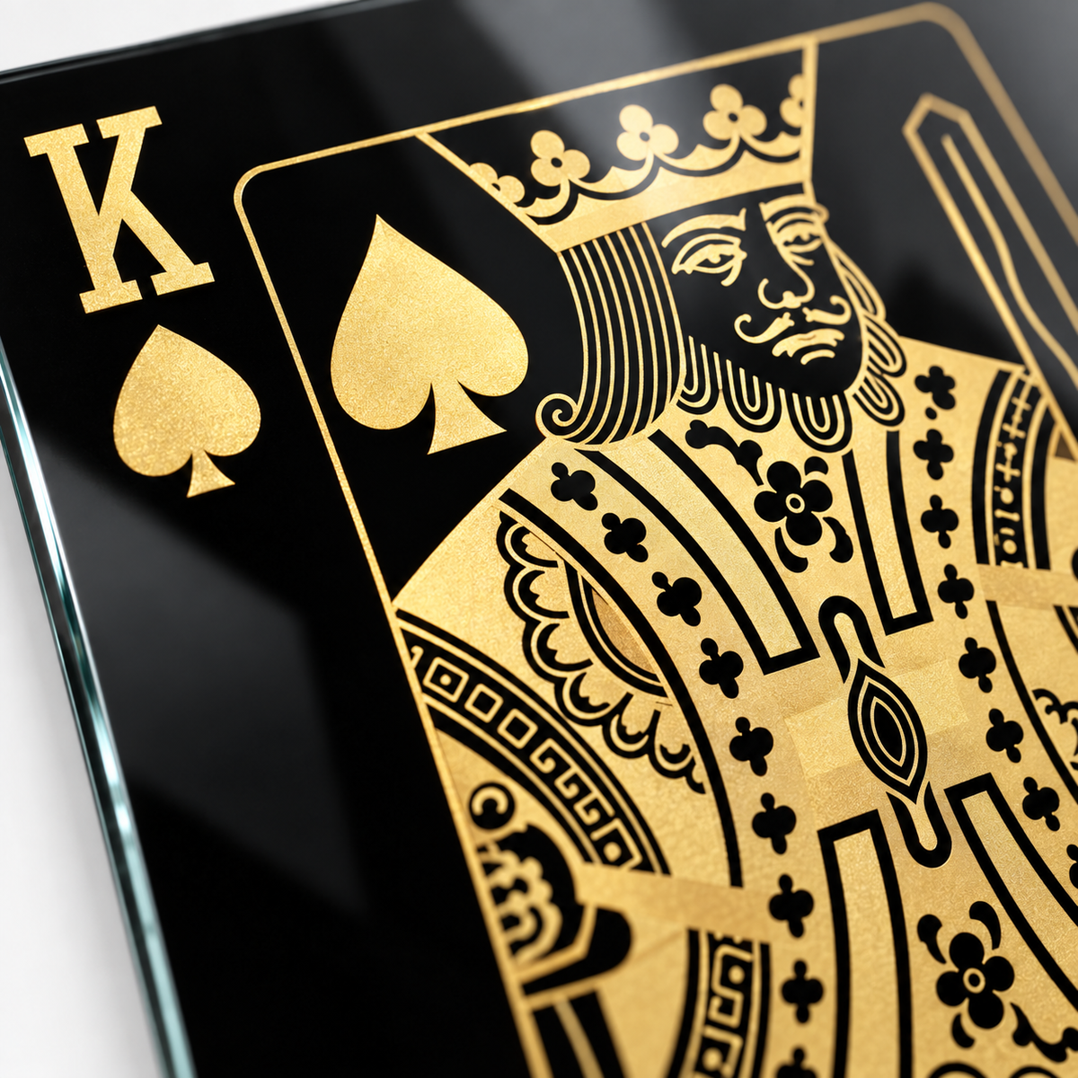 CAMDEKO UV baskı siyah gold oyun kartı desen detay