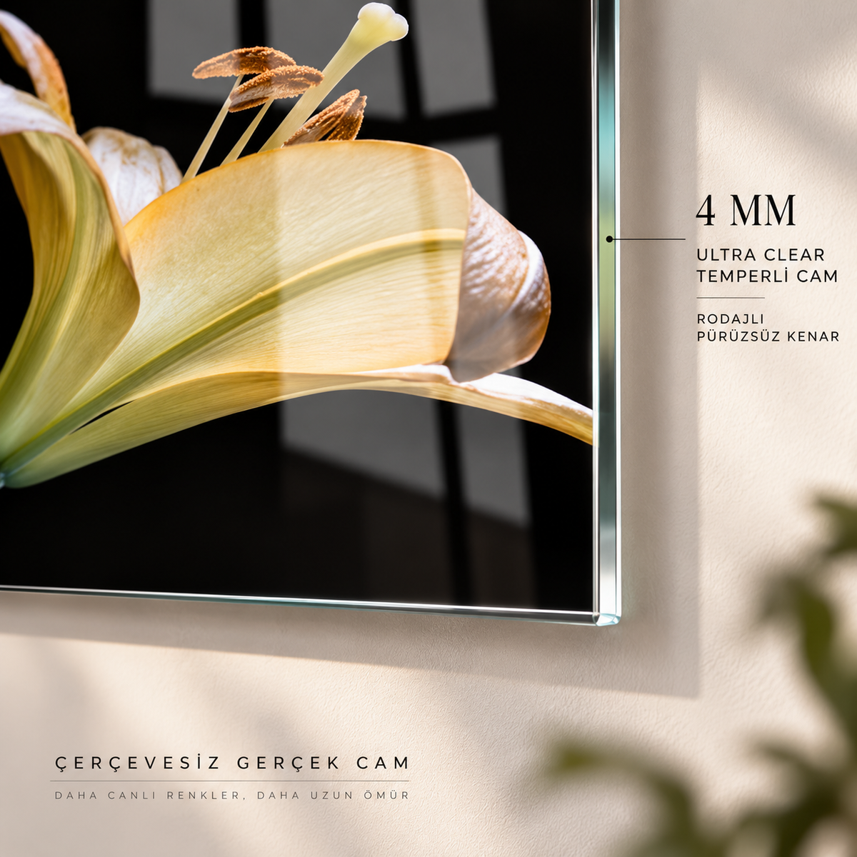 CAMDEKO 4 mm Ultra Clear temperli cam rodajlı ince kenar