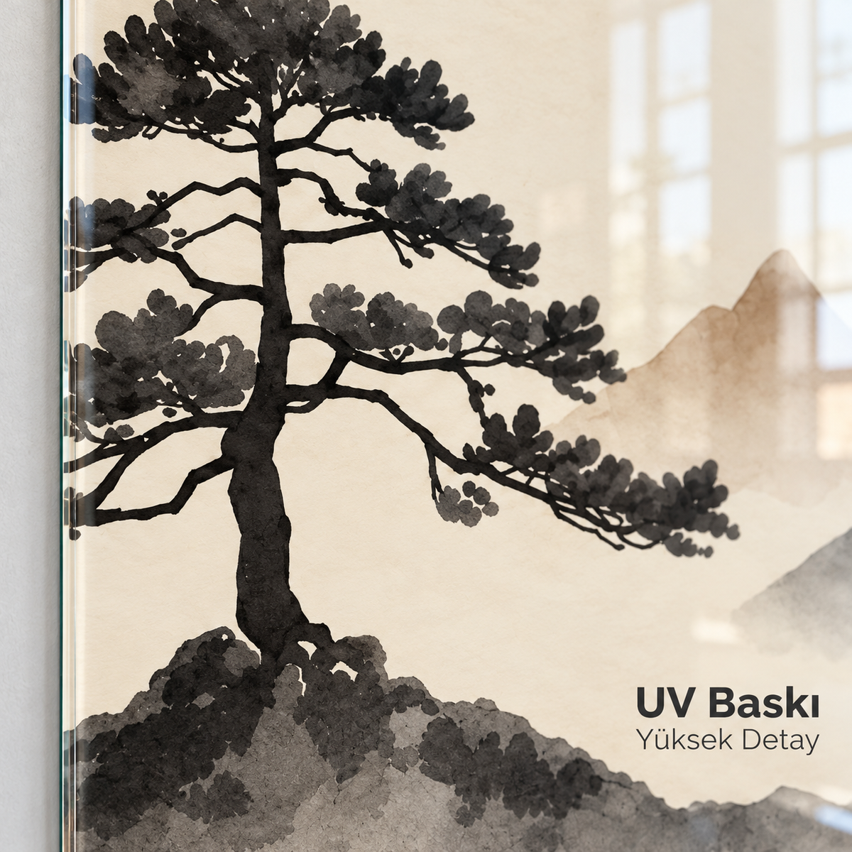Çam ağacı UV baskı detayı