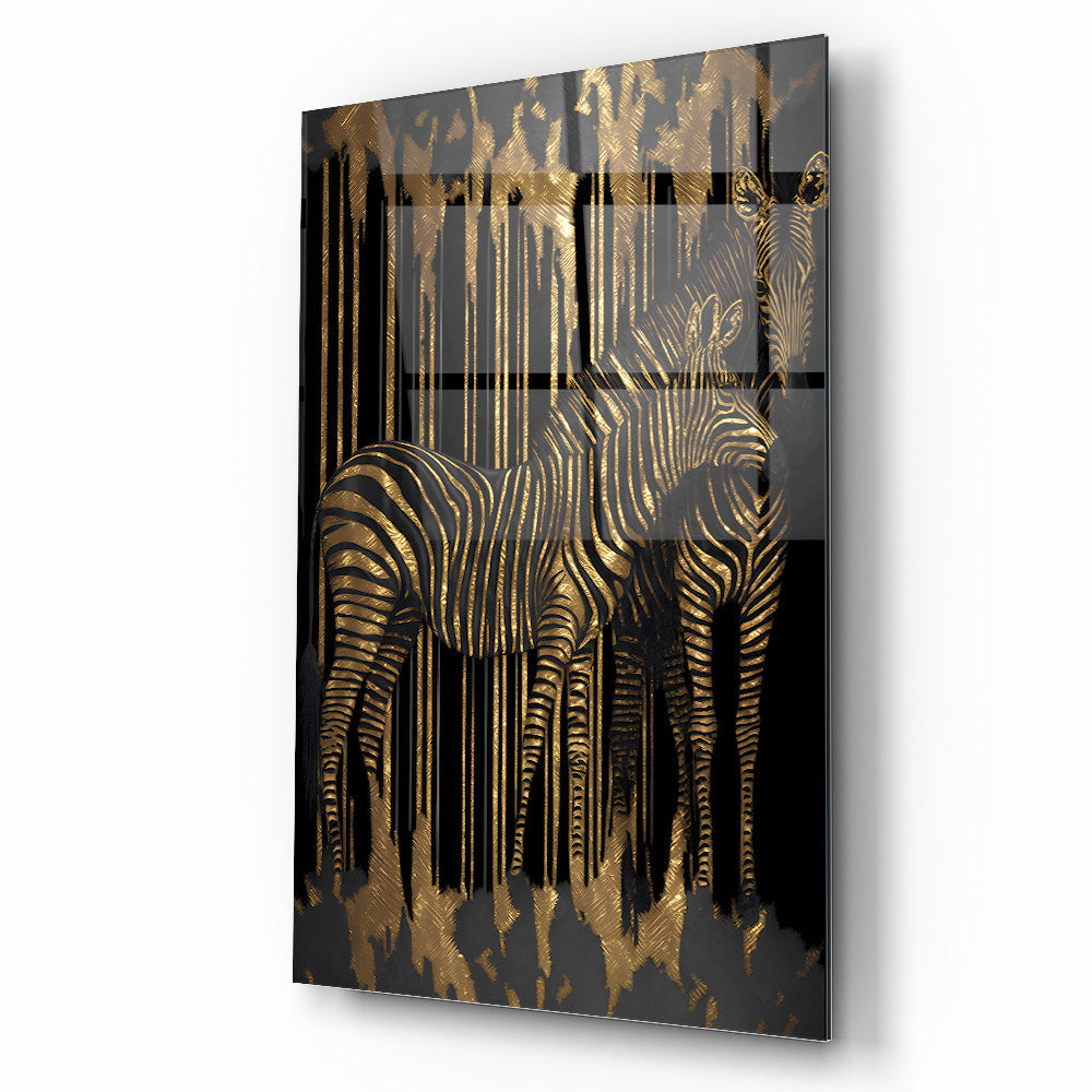 Gold Zebralar Cam Tablo