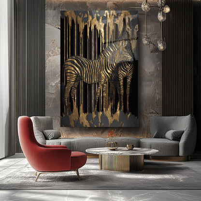 Gold Zebralar Cam Tablo
