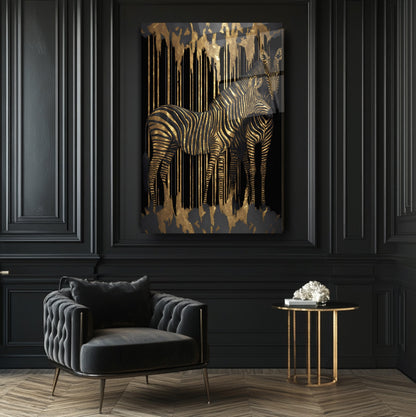 Gold Zebralar Cam Tablo
