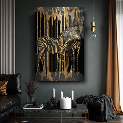 Gold Zebralar Cam Tablo