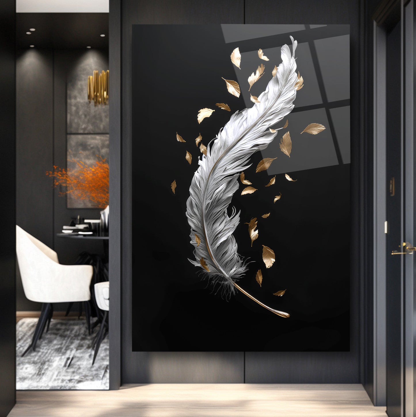 Beyaz Tüy Cam Tablo