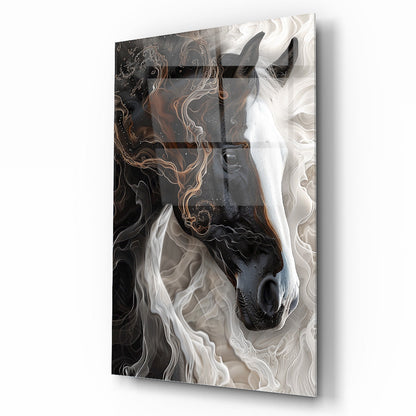 Siyah Beyaz At Cam Tablo