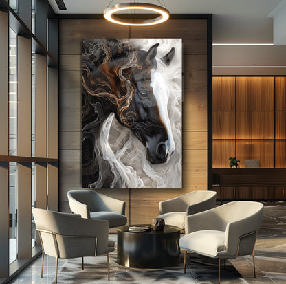 Siyah Beyaz At Cam Tablo