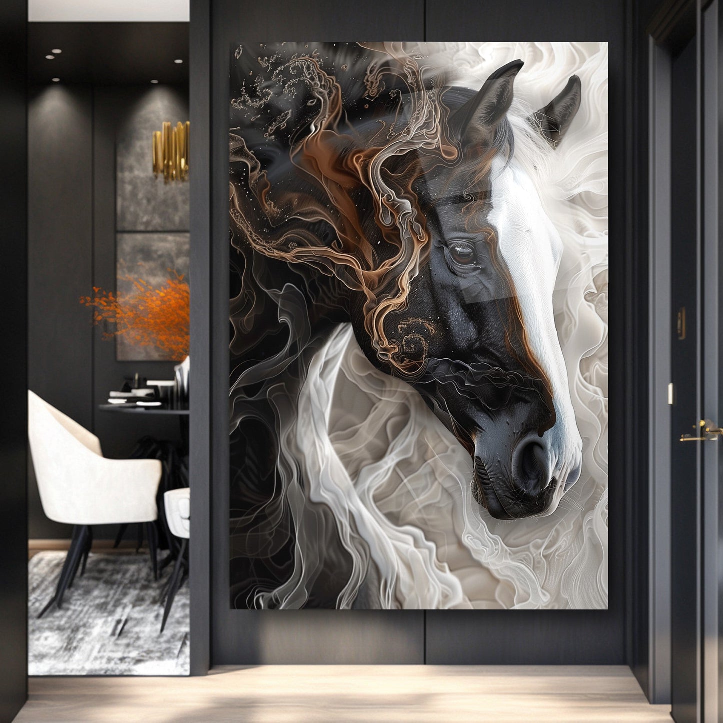 Siyah Beyaz At Cam Tablo