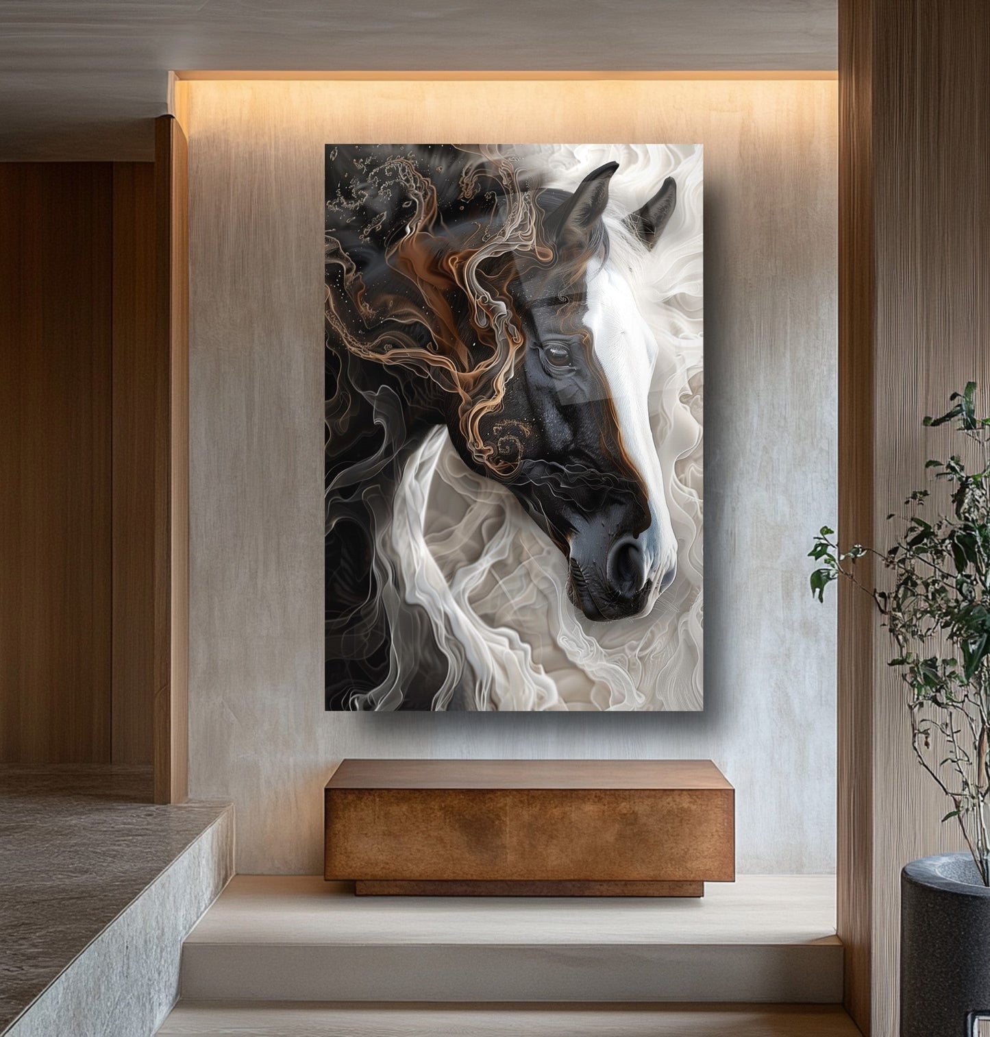 Siyah Beyaz At Cam Tablo