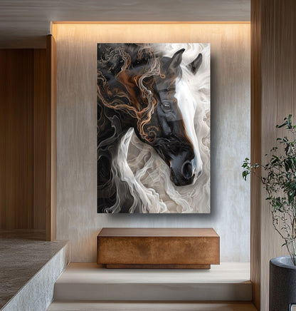 Siyah Beyaz At Cam Tablo