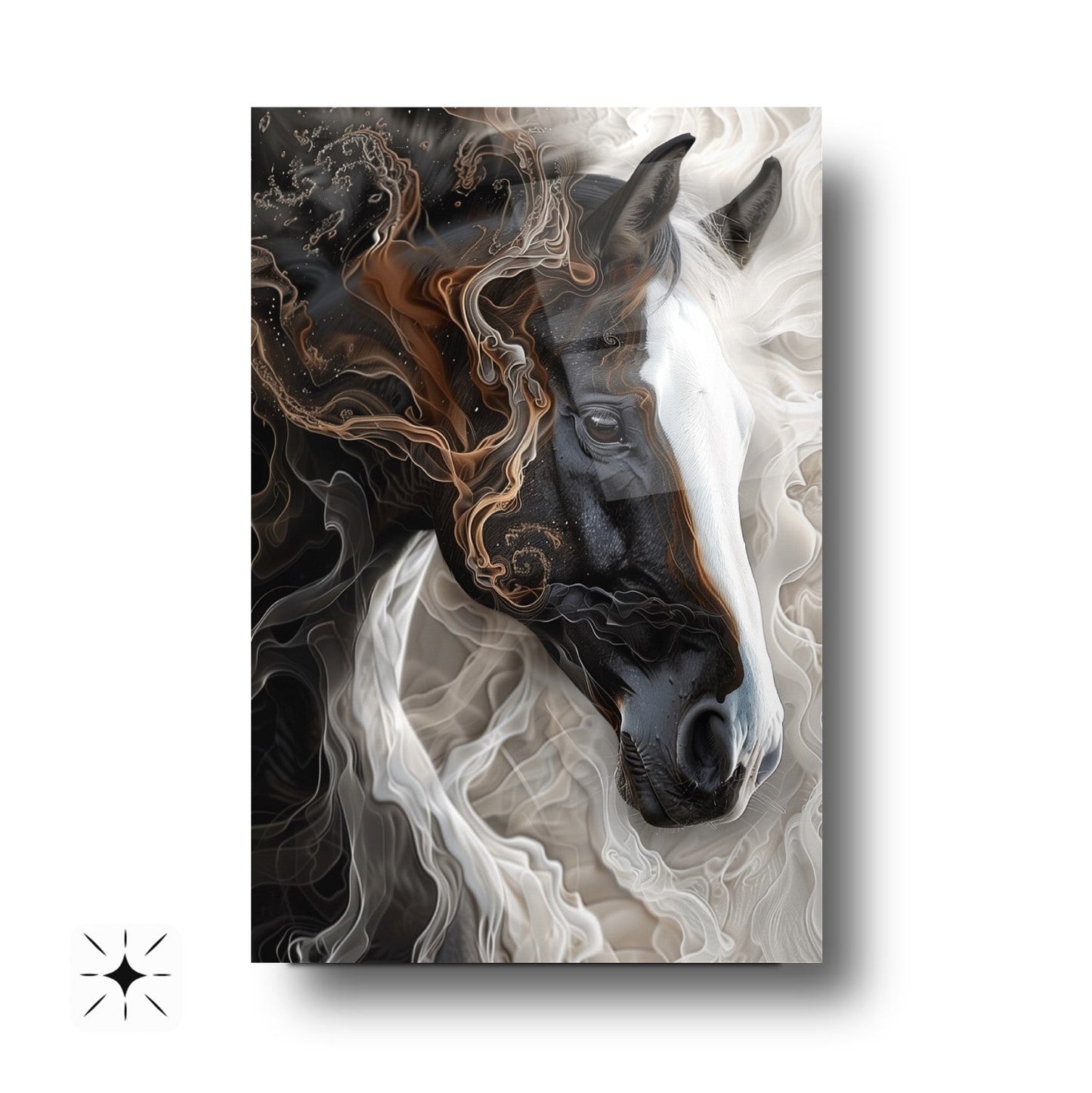 Siyah Beyaz At Cam Tablo