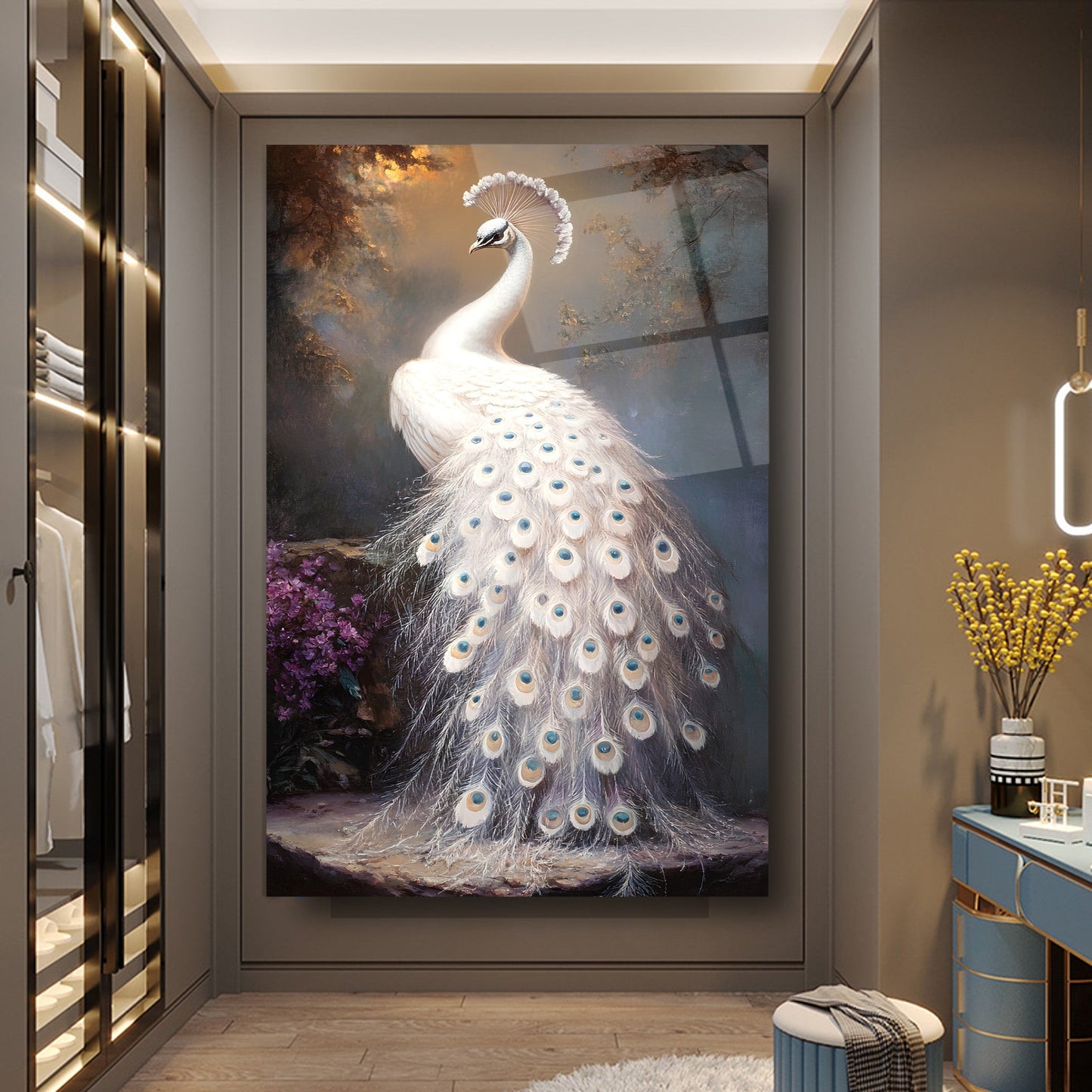 Tavus Kuşu Cam Tablo