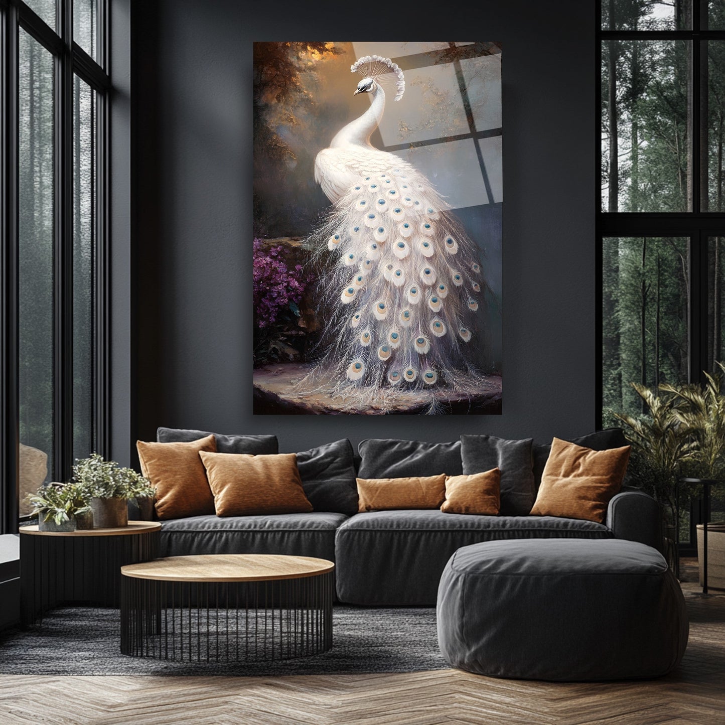 Tavus Kuşu Cam Tablo