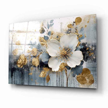 Beyaz Çiçek Cam Tablo