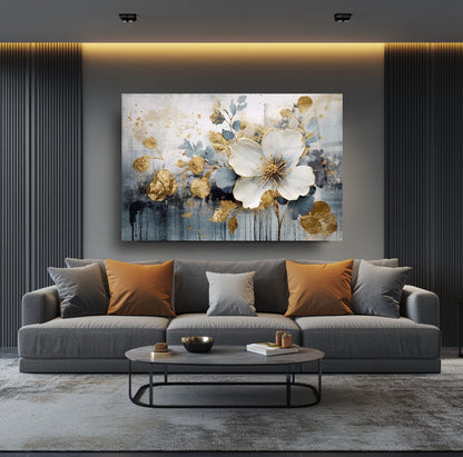 Beyaz Çiçek Cam Tablo