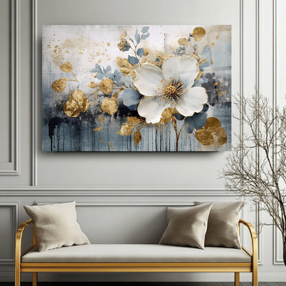 Beyaz Çiçek Cam Tablo