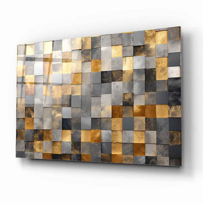 Gri Gold Küpler Cam Tablo