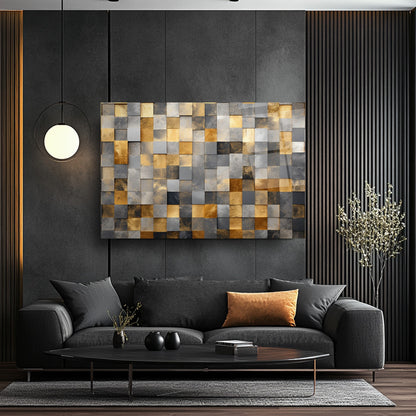 Gri Gold Küpler Cam Tablo