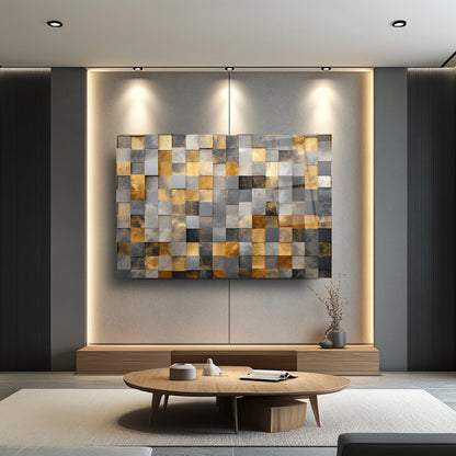 Gri Gold Küpler Cam Tablo