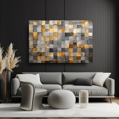 Gri Gold Küpler Cam Tablo