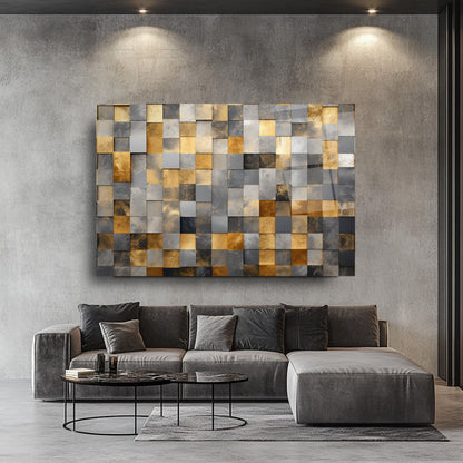 Gri Gold Küpler Cam Tablo