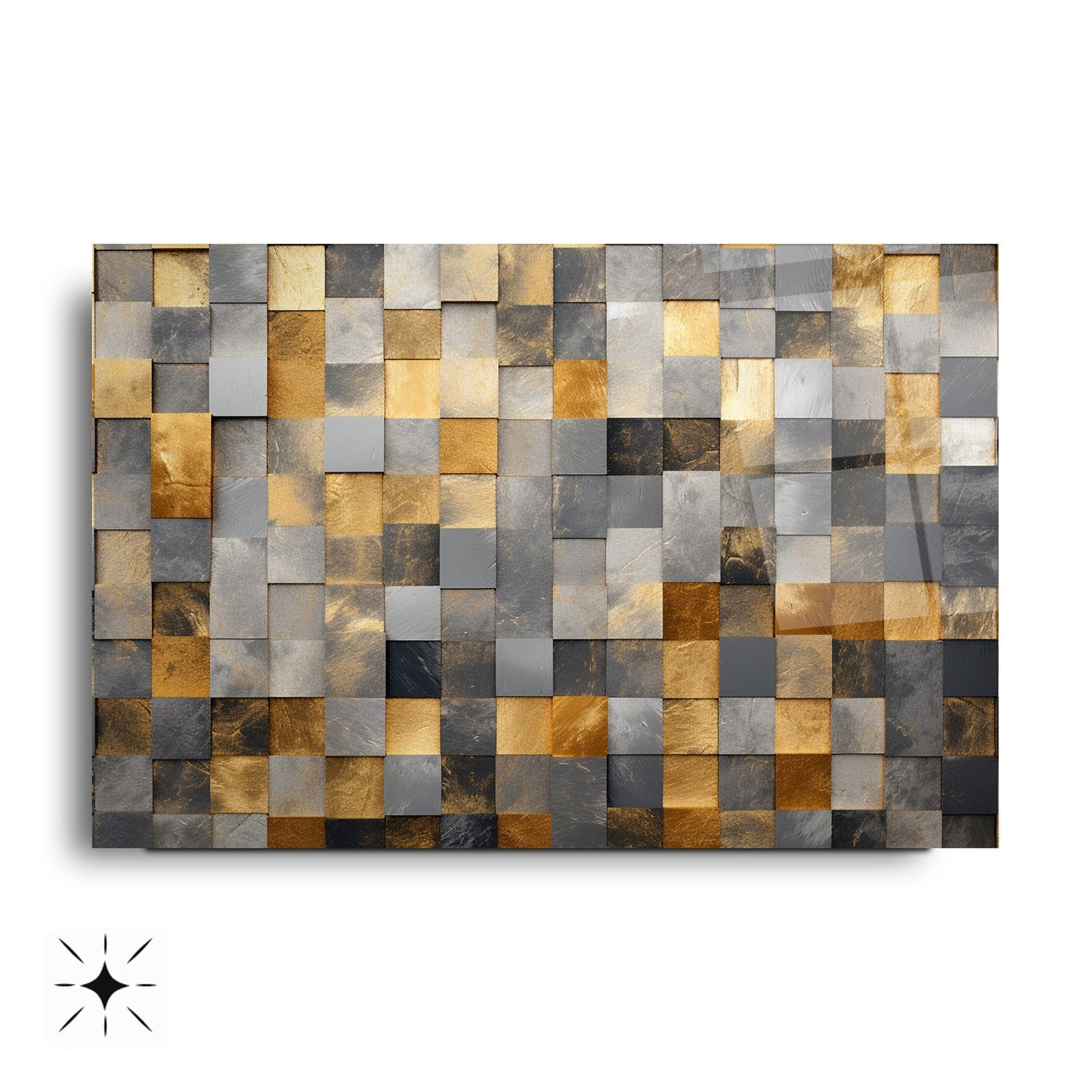 Gri Gold Küpler Cam Tablo