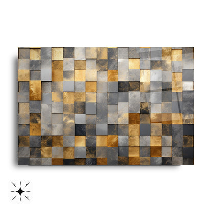 Gri Gold Küpler Cam Tablo