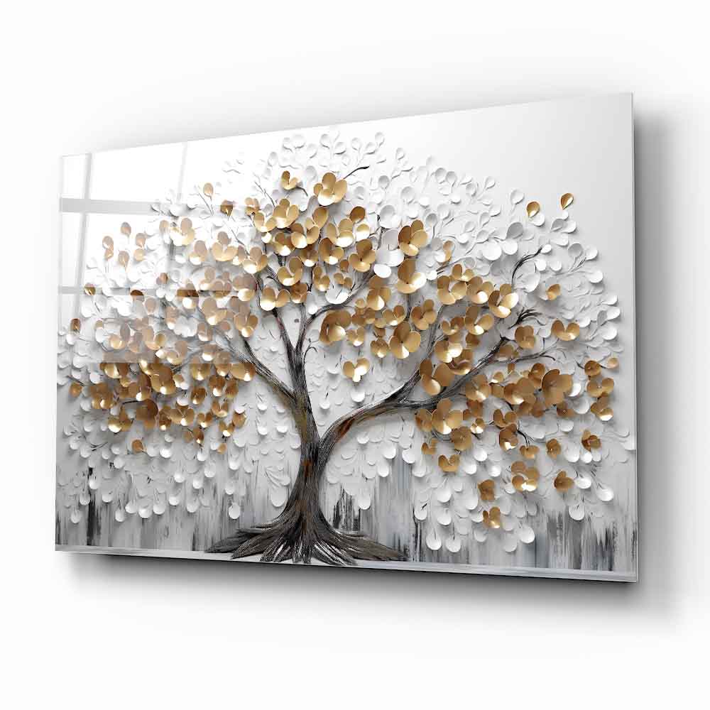 Gold Hayat Ağacı Cam Tablo
