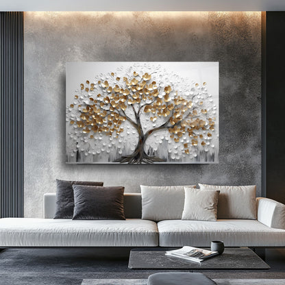 Gold Hayat Ağacı Cam Tablo