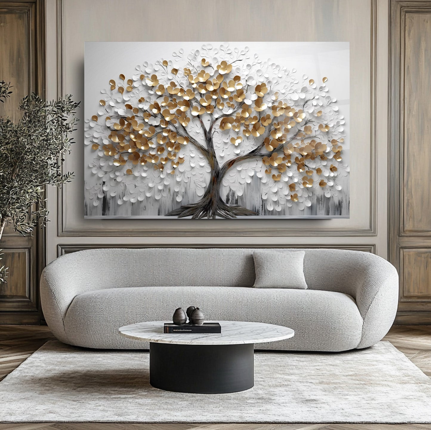 Gold Hayat Ağacı Cam Tablo