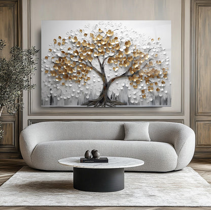 Gold Hayat Ağacı Cam Tablo