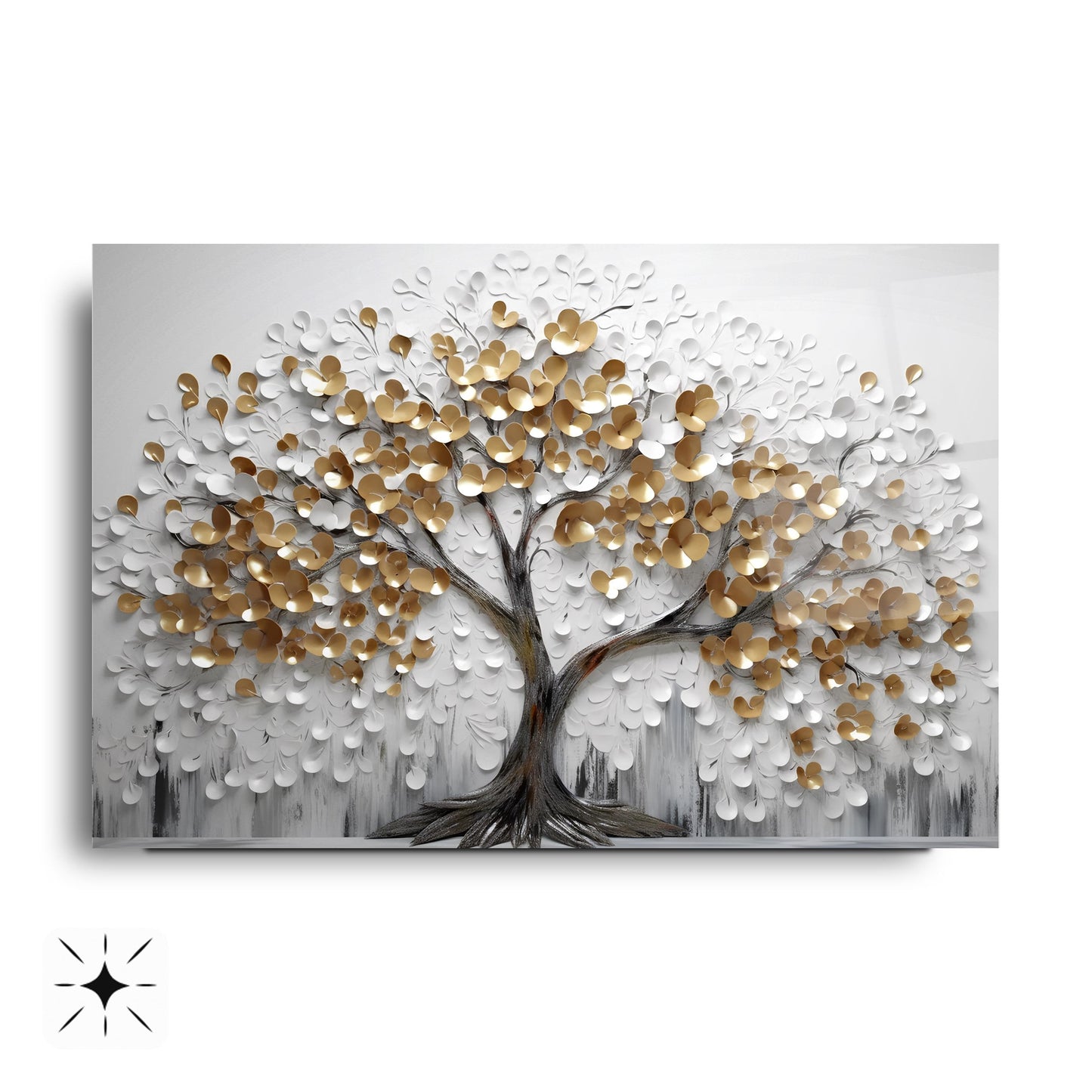 Gold Hayat Ağacı Cam Tablo