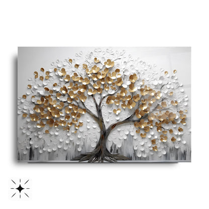 Gold Hayat Ağacı Cam Tablo