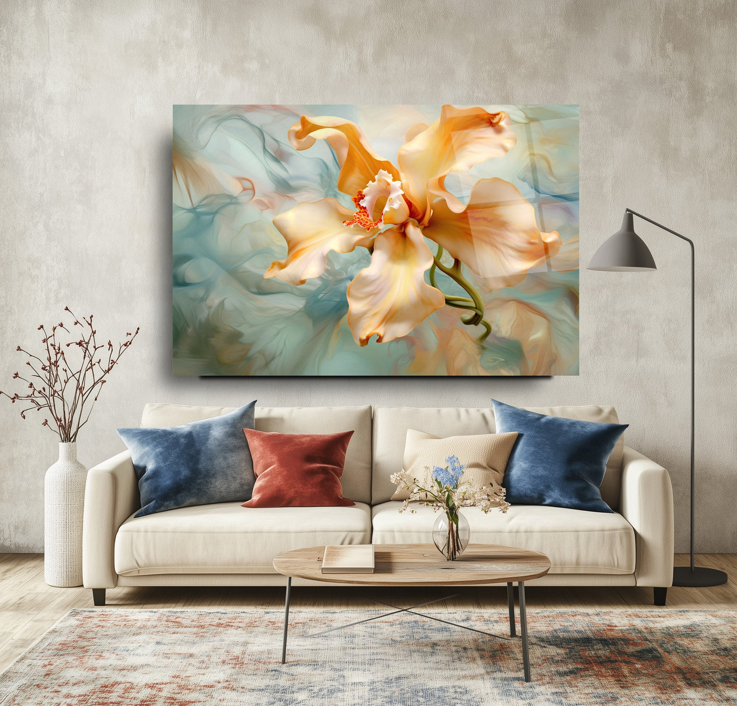 Dumanlı Çiçek Cam Tablo