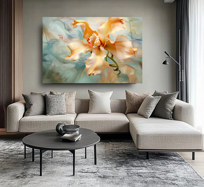 Dumanlı Çiçek Cam Tablo