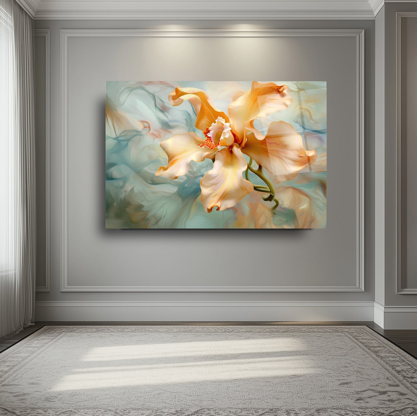 Dumanlı Çiçek Cam Tablo