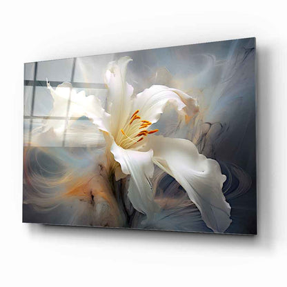 Beyaz Çiçek Cam Tablo