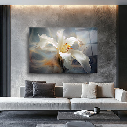 Beyaz Çiçek Cam Tablo