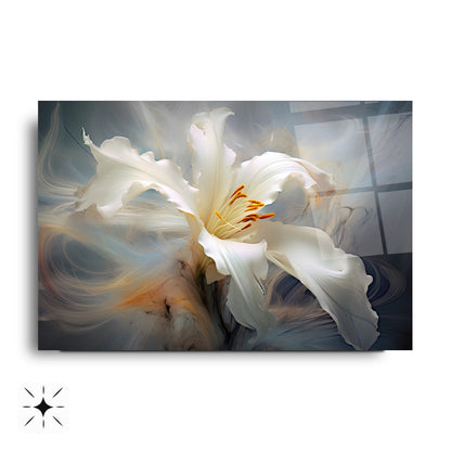 Beyaz Çiçek Cam Tablo