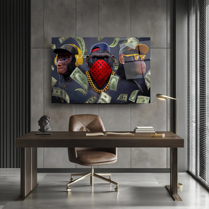 Üç Maymun Cam Tablo