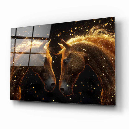 Gold Detay Atlar Cam Tablo