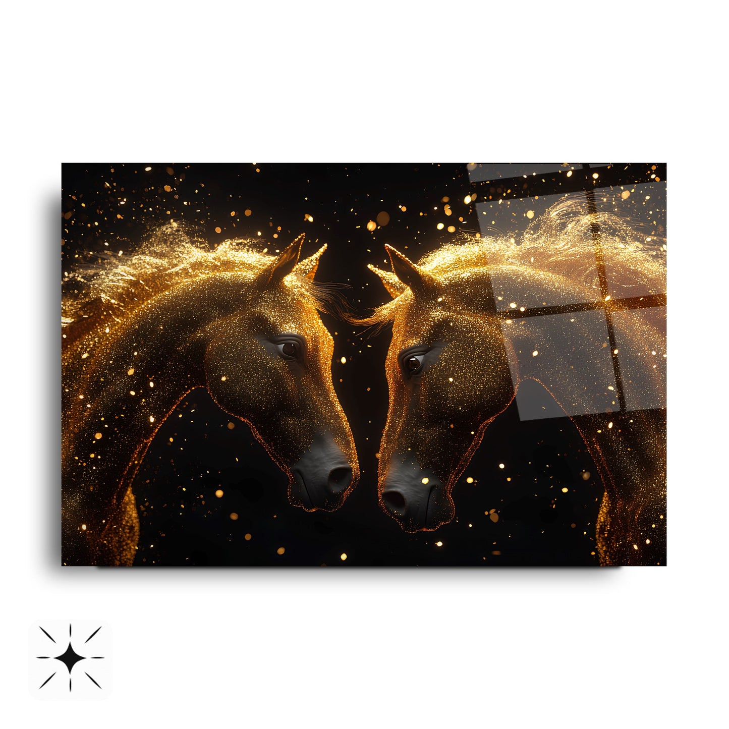 Gold Detay Atlar Cam Tablo