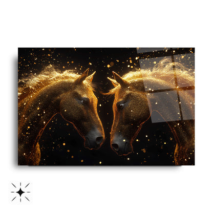 Gold Detay Atlar Cam Tablo